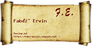 Fabó Ervin névjegykártya